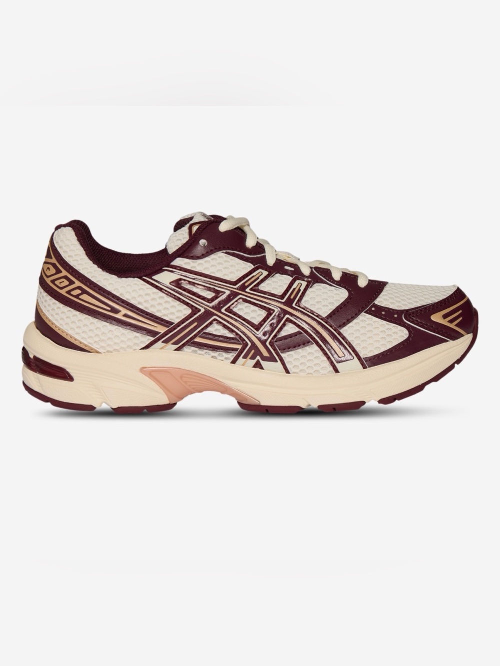 ASICS Women's Cream and Burgundy Athletic Running Shoes